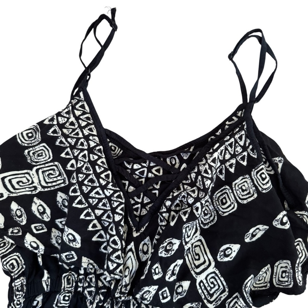 Angie Jumpsuit Strapless Wide Leg Black White Size S - Picture 2 of 5